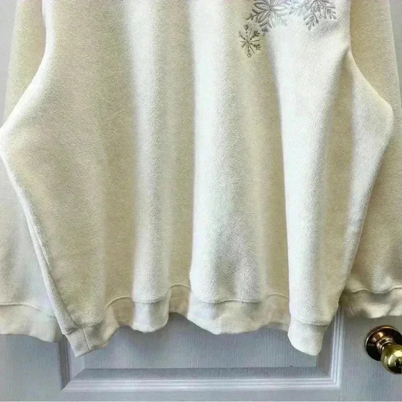 Vintage Tradition Fleece Crewneck Sweatshirt Snowflake Embroidered Ivory 3X - Picture 6 of 16